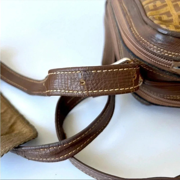 Vintage Fendi Zucchino Coated Canvas Crossbody Handbag - Picture 9 of 10